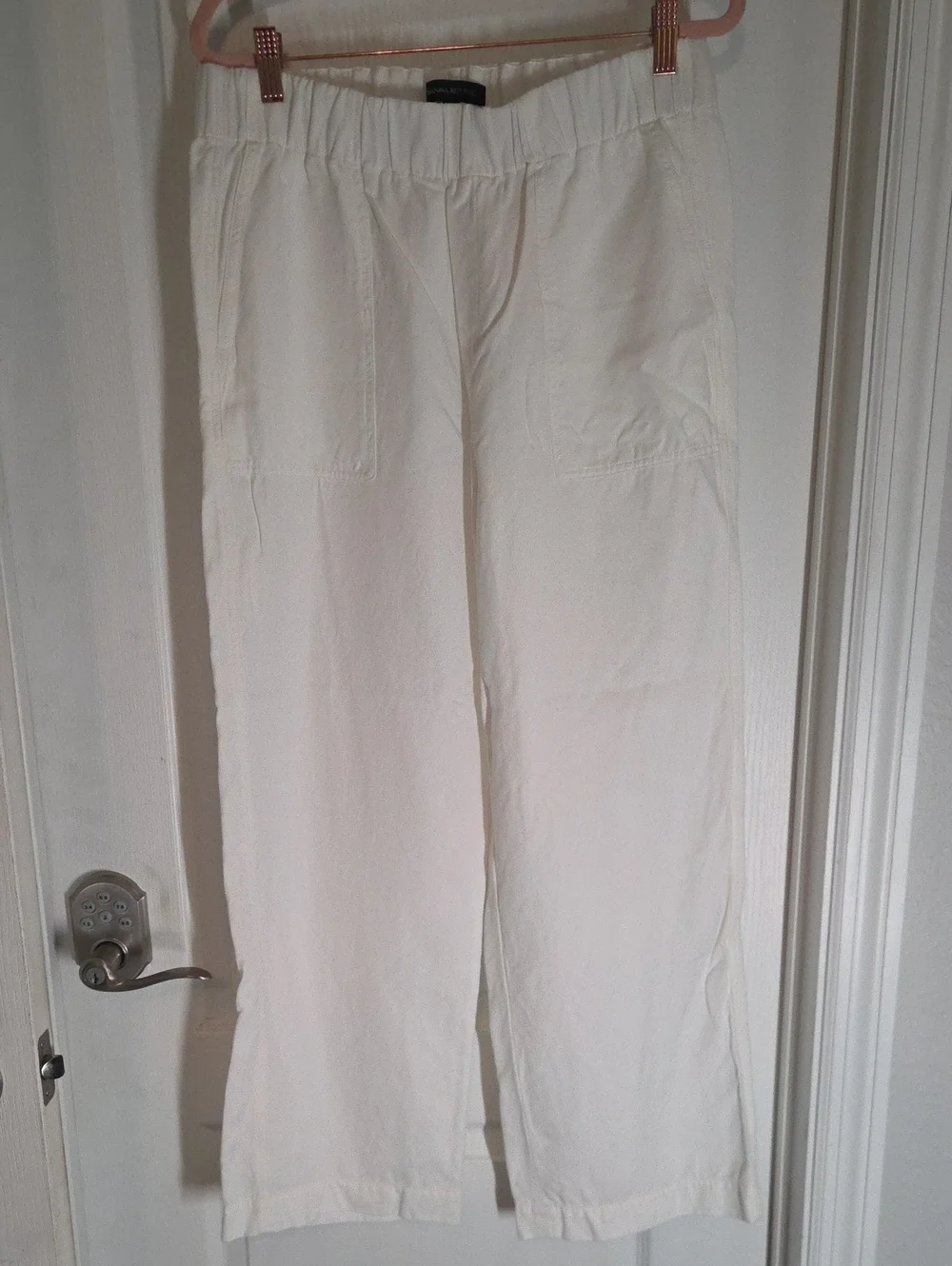 Banana Republic Cream Wide-Leg Linen-Blend Pants